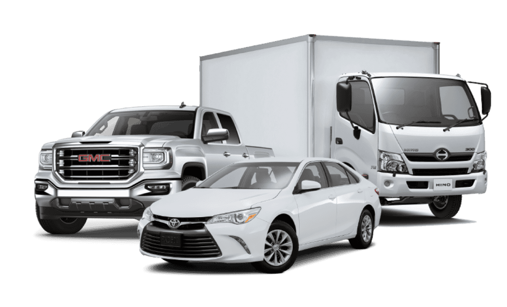 trucks and car